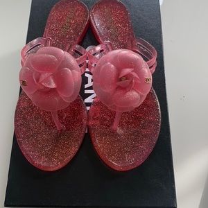 Chanel camellia jelly thong sandals jellies pink rose clair 36